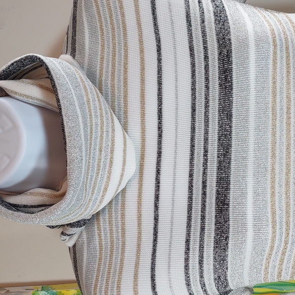 Vintage Lurex Stripe Turtleneck Sweater by Rochelle California - Picture 2 of 4